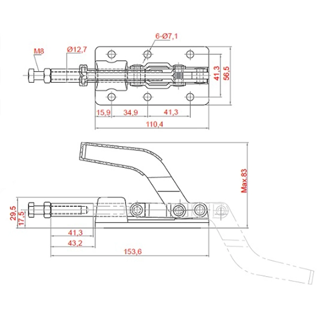 Vendita online Bloccaggio a spinta pistone 41,3 mm. 320 Kg.